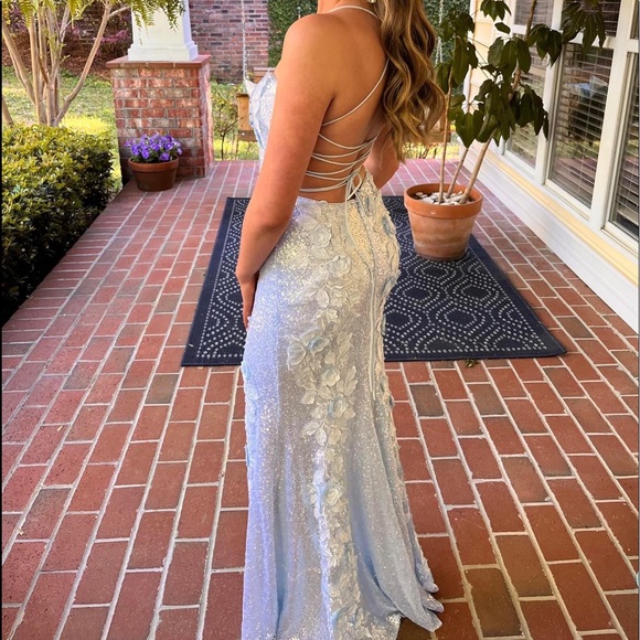 ‼️SOLD ‼️Jovani 06109 Light Blue Sweetheart Neck Floral Prom Dress - Picture 2 of 9